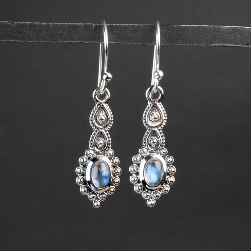 Moonstone Dangle Earrings 6mm .925 Silver - InnerVision Crystals