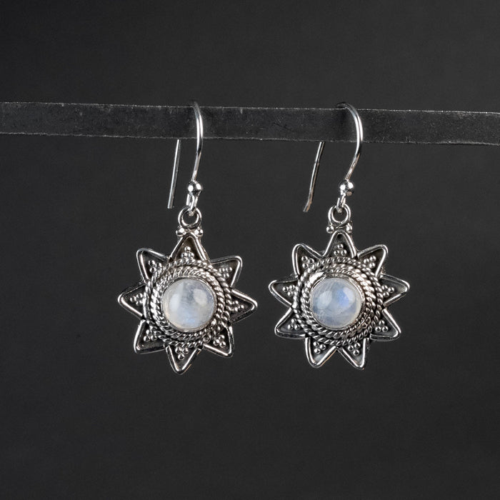 Moonstone Dangle Earrings 7mm .925 Silver - InnerVision Crystals