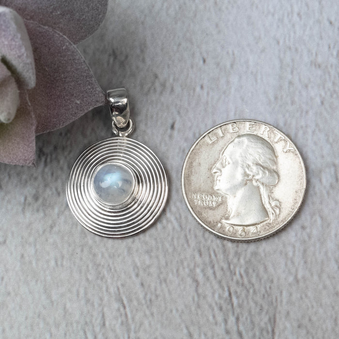 Moonstone Pendant 8mm .925 Silver - InnerVision Crystals