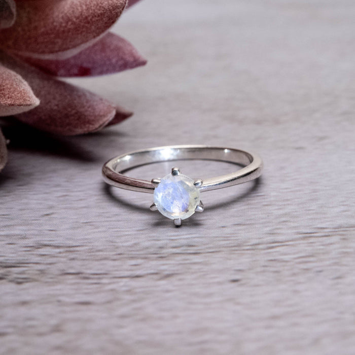 Moonstone Ring 5mm Size 7 - InnerVision Crystals