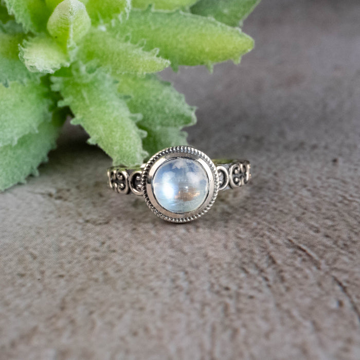 Moonstone Ring 7mm Size 6 - InnerVision Crystals