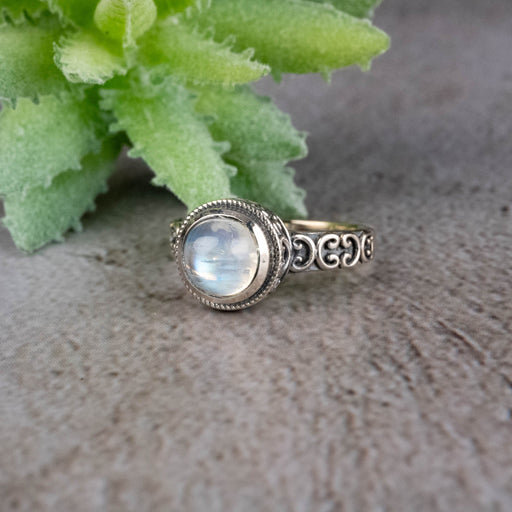 Moonstone Ring 7mm Size 6 - InnerVision Crystals