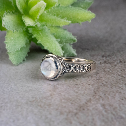 Moonstone Ring 7mm Size 9 - InnerVision Crystals