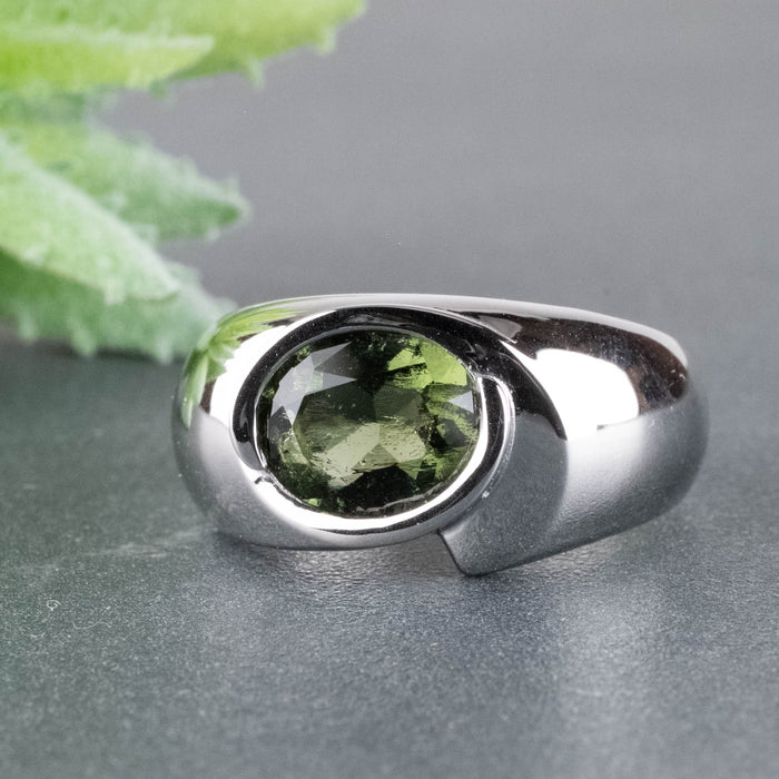 NEW Men's Moldavite Ring 10x8mm - InnerVision Crystals