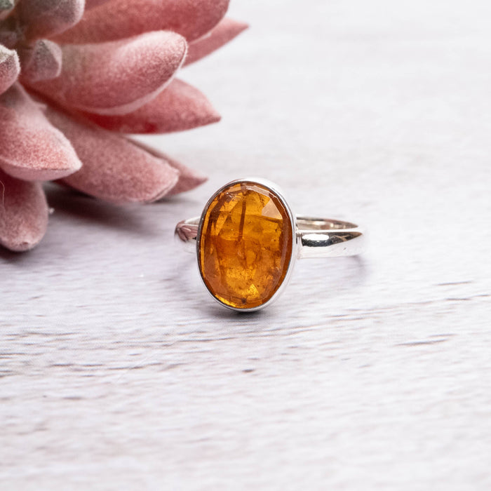 Orange Kyanite Ring 12x8mm Size 7 - InnerVision Crystals