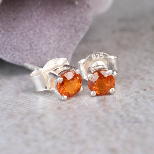 Orange Kyanite Stud Earrings 4mm .925 Silver - InnerVision Crystals