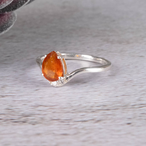 Orange Kyanite with White Topaz Ring 8x6mm Size 8 - InnerVision Crystals