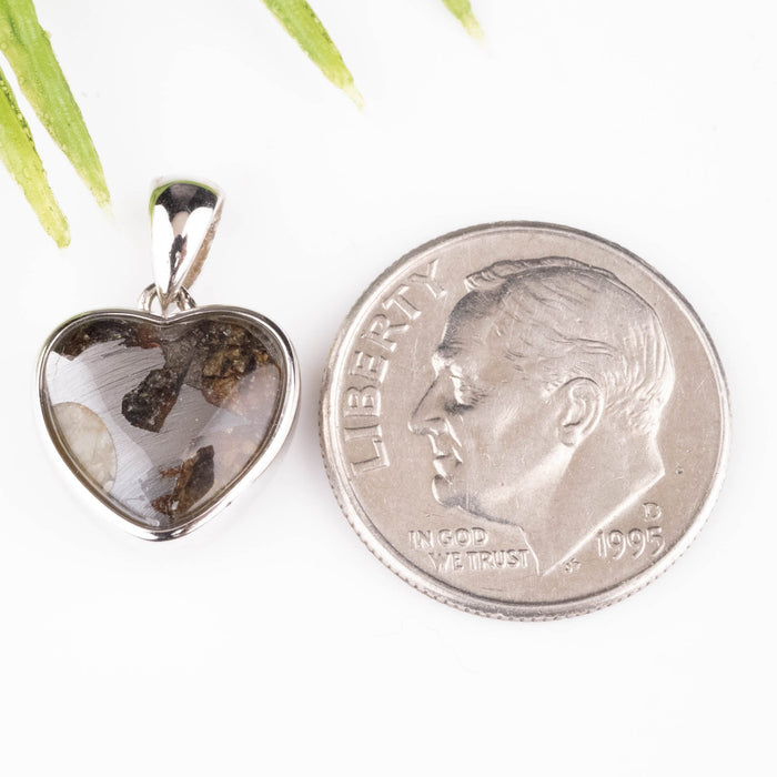 Pallasite Meteorite Heart Pendant 17x11mm - InnerVision Crystals