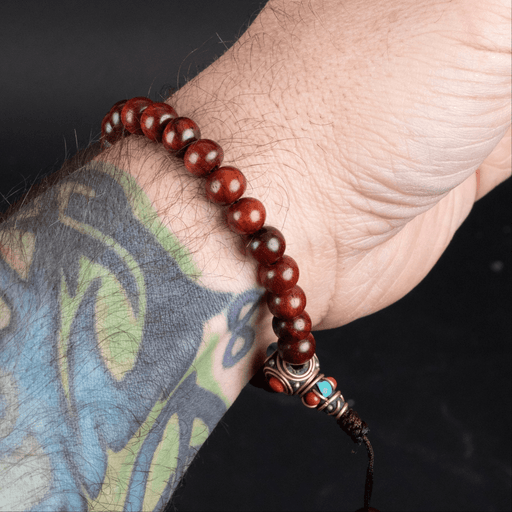 Red Sandalwood 7mm with Guru Bead Bracelet - InnerVision Crystals