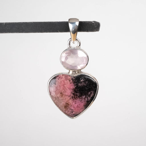 Rhodonite & Rose Quartz Pendant 6.48 g 38x19mm - InnerVision Crystals