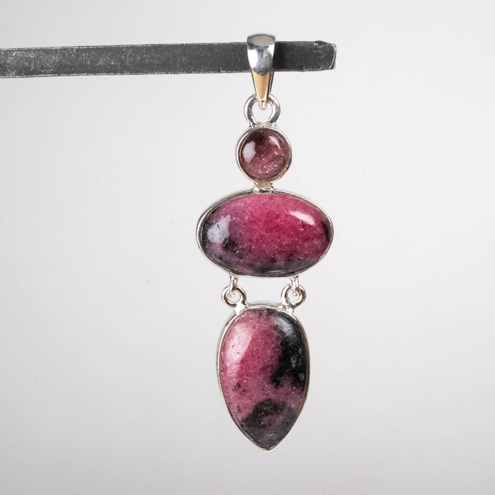 Rhodonite & Tourmaline Pendant 10.24 g 59x19mm - InnerVision Crystals