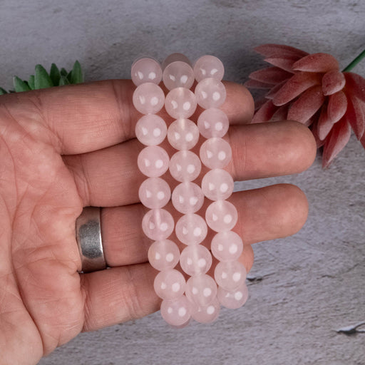 Rose Quartz 10mm Bead Bracelet - InnerVision Crystals