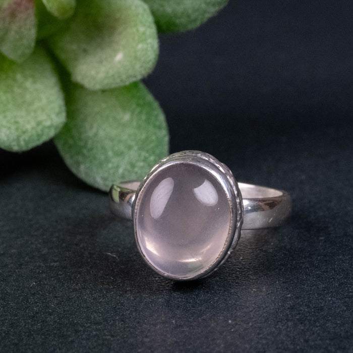 Rose Quartz Ring 12x8mm Size 8 - InnerVision Crystals