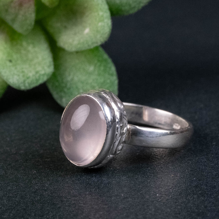 Rose Quartz Ring 12x8mm Size 8 - InnerVision Crystals