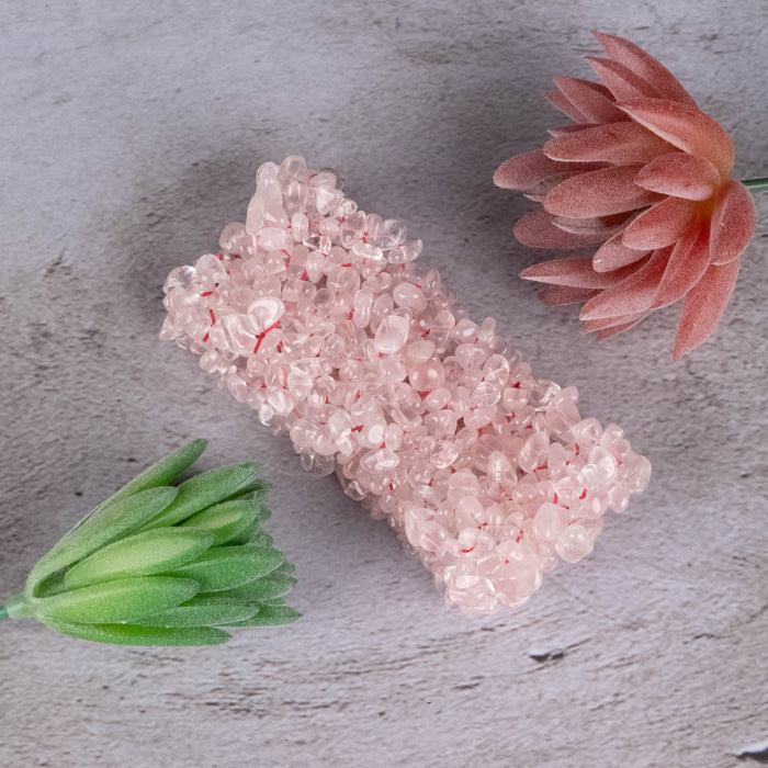 Rose Quartz Wide Chips Bracelet - InnerVision Crystals