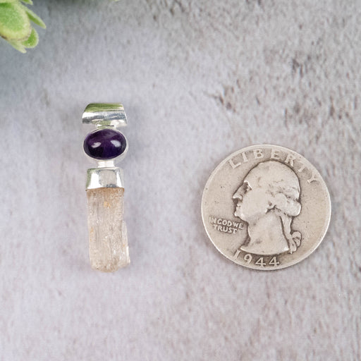 Scapolite and Amethyst Pendant 3.36 g 32x8mm - InnerVision Crystals