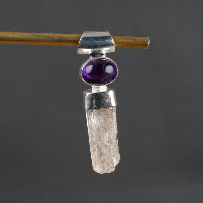 Scapolite and Amethyst Pendant 3.36 g 32x8mm - InnerVision Crystals