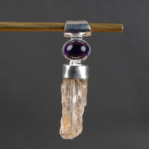 Scapolite and Amethyst Pendant 3.39 g 36x8mm - InnerVision Crystals