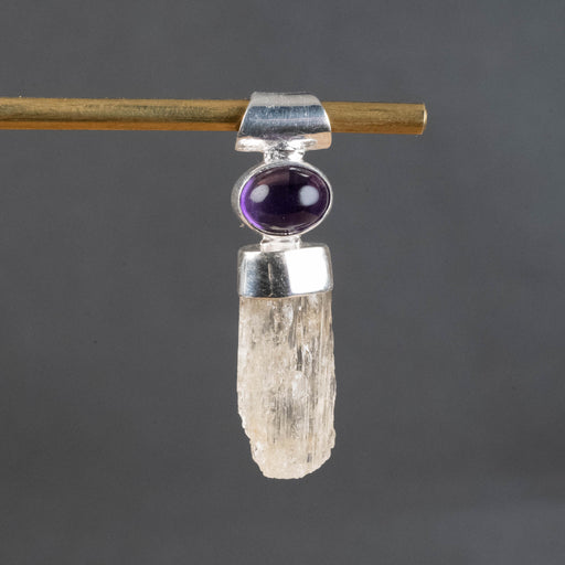 Scapolite and Amethyst Pendant 3.52 g 33x8mm - InnerVision Crystals