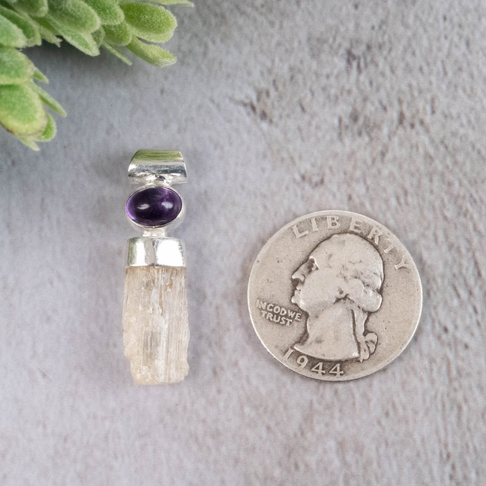 Scapolite and Amethyst Pendant 3.52 g 33x8mm - InnerVision Crystals