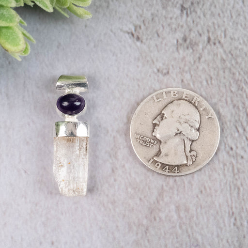 Scapolite and Amethyst Pendant 3.61 g 32x9mm - InnerVision Crystals