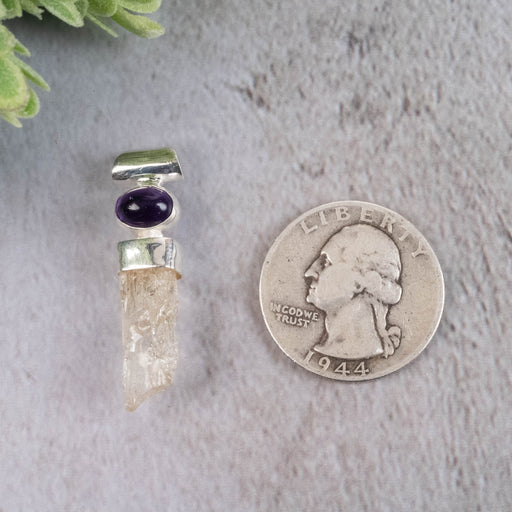 Scapolite and Amethyst Pendant 3.69 g 36x9mm - InnerVision Crystals