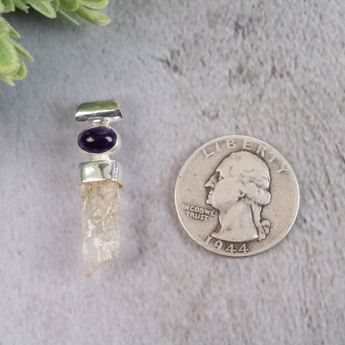 Scapolite and Amethyst Pendant 3.69 g 36x9mm - InnerVision Crystals