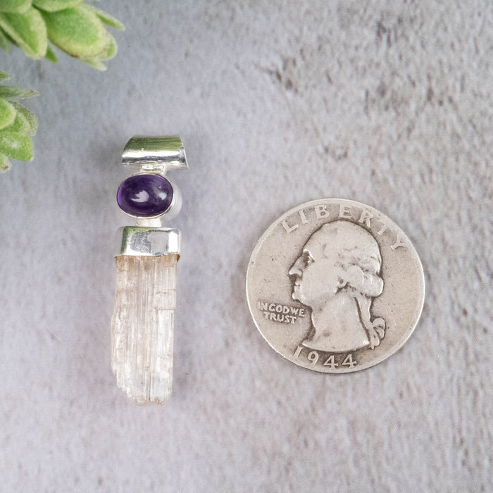 Scapolite and Amethyst Pendant 4.22 g 37x9mm - InnerVision Crystals