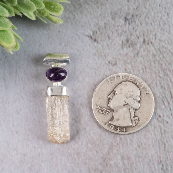 Scapolite and Amethyst Pendant 4.34 g 35x10mm - InnerVision Crystals