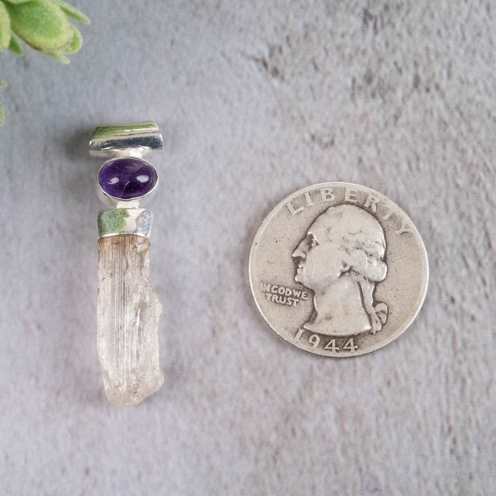 Scapolite and Amethyst Pendant 4.35 g 38x10mm - InnerVision Crystals