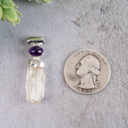 Scapolite and Amethyst Pendant 4.36 g 35x9mm - InnerVision Crystals