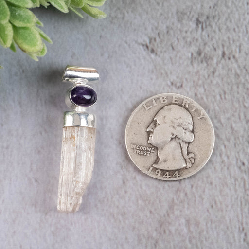 Scapolite and Amethyst Pendant 4.86 g 40x10mm - InnerVision Crystals