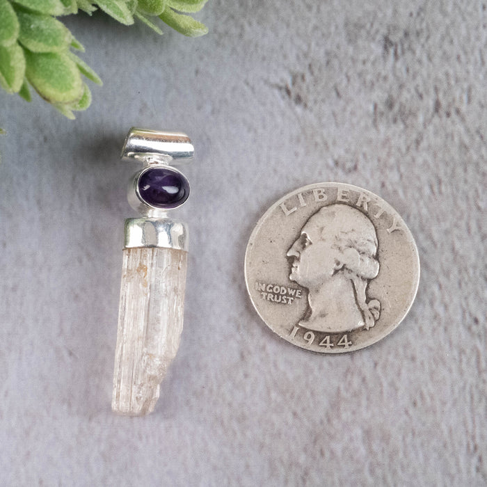 Scapolite and Amethyst Pendant 4.86 g 40x10mm - InnerVision Crystals