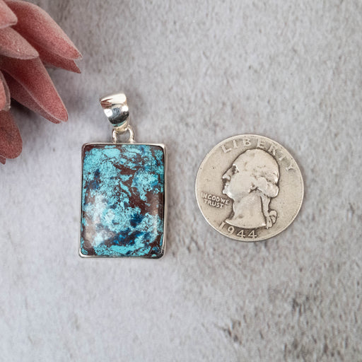 Shattuckite & Chrysocolla Pendant 9.72 g 38x19mm - InnerVision Crystals