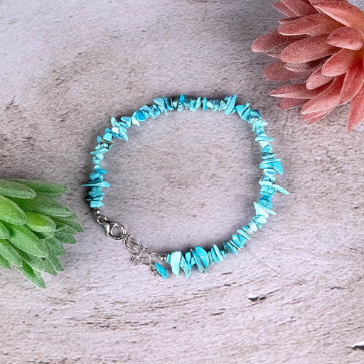 Sleeping Beauty Turquoise Chip Bracelet .925 Adjustable - InnerVision Crystals