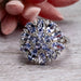 Tanzanite 5x3mm & White Topaz 1mm Ring - InnerVision Crystals