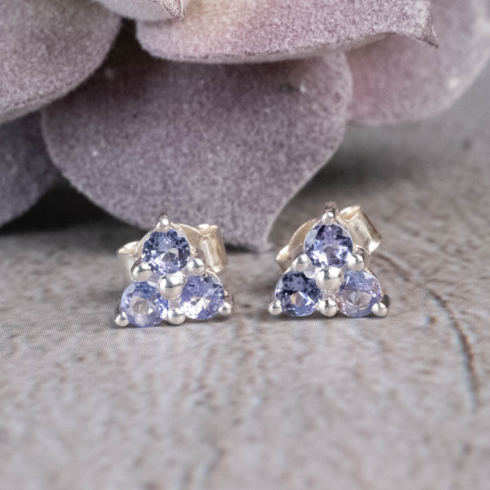 Tanzanite Stud Earrings 3mm .925 Silver - InnerVision Crystals