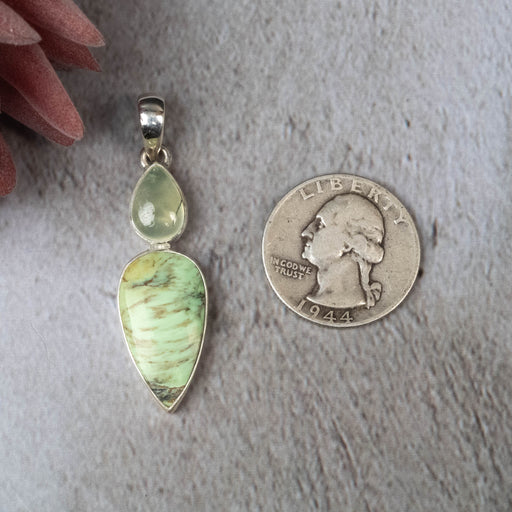 Variscite & Prehnite Pendant 6.07 g 49x19mm - InnerVision Crystals