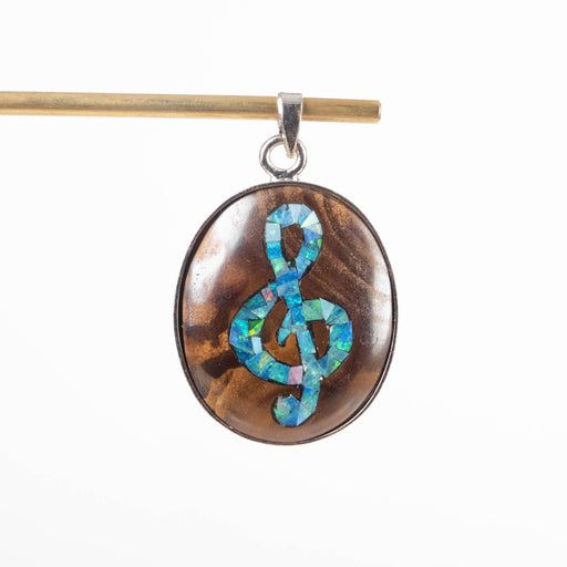 Wood with Opal Inlay Pendant 8.68 g 40236mm - InnerVision Crystals