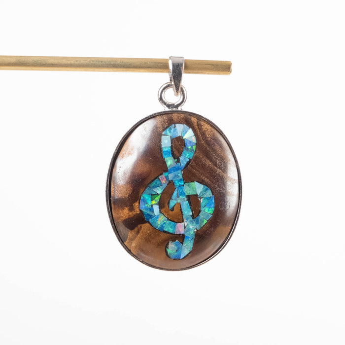 Wood with Opal Inlay Pendant 8.68 g 40236mm - InnerVision Crystals